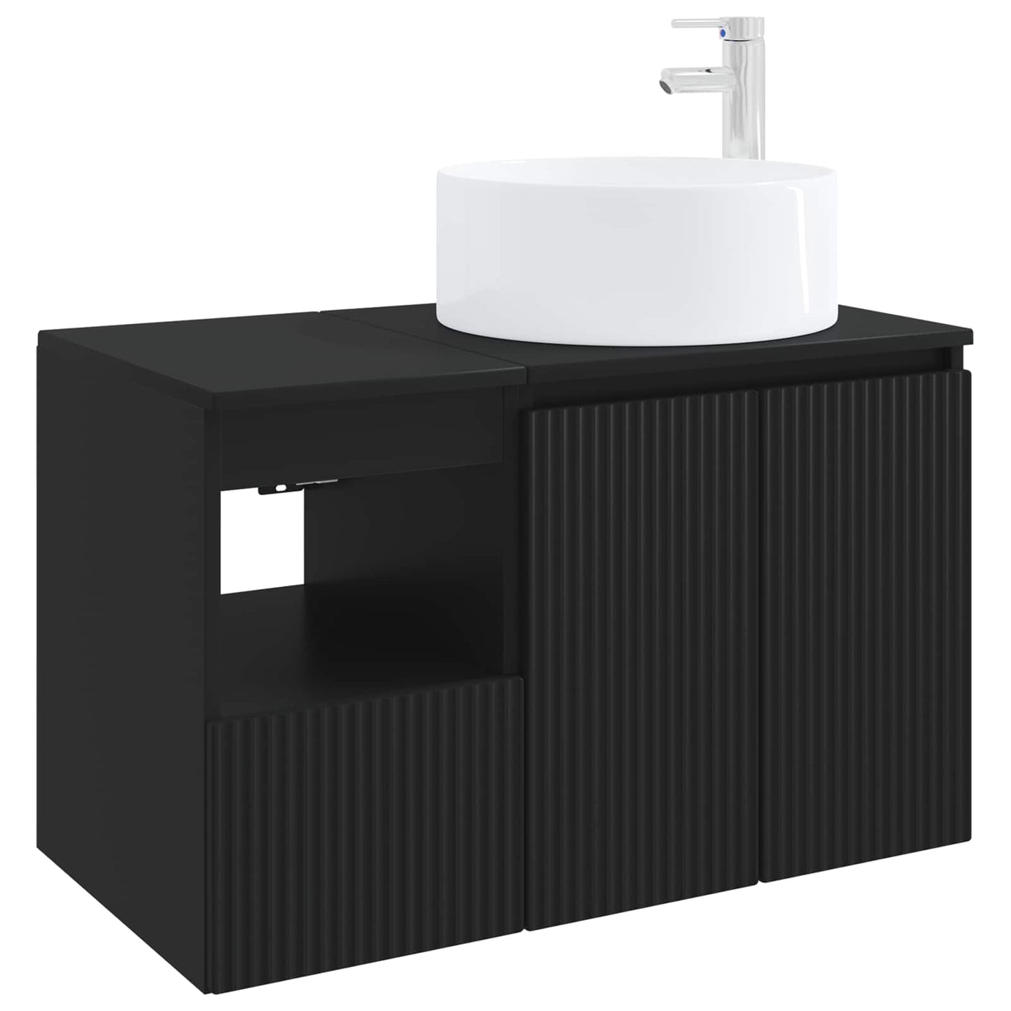 Badezimmermöbel-Set 2 stk. Schwarz Holzwerkstoff