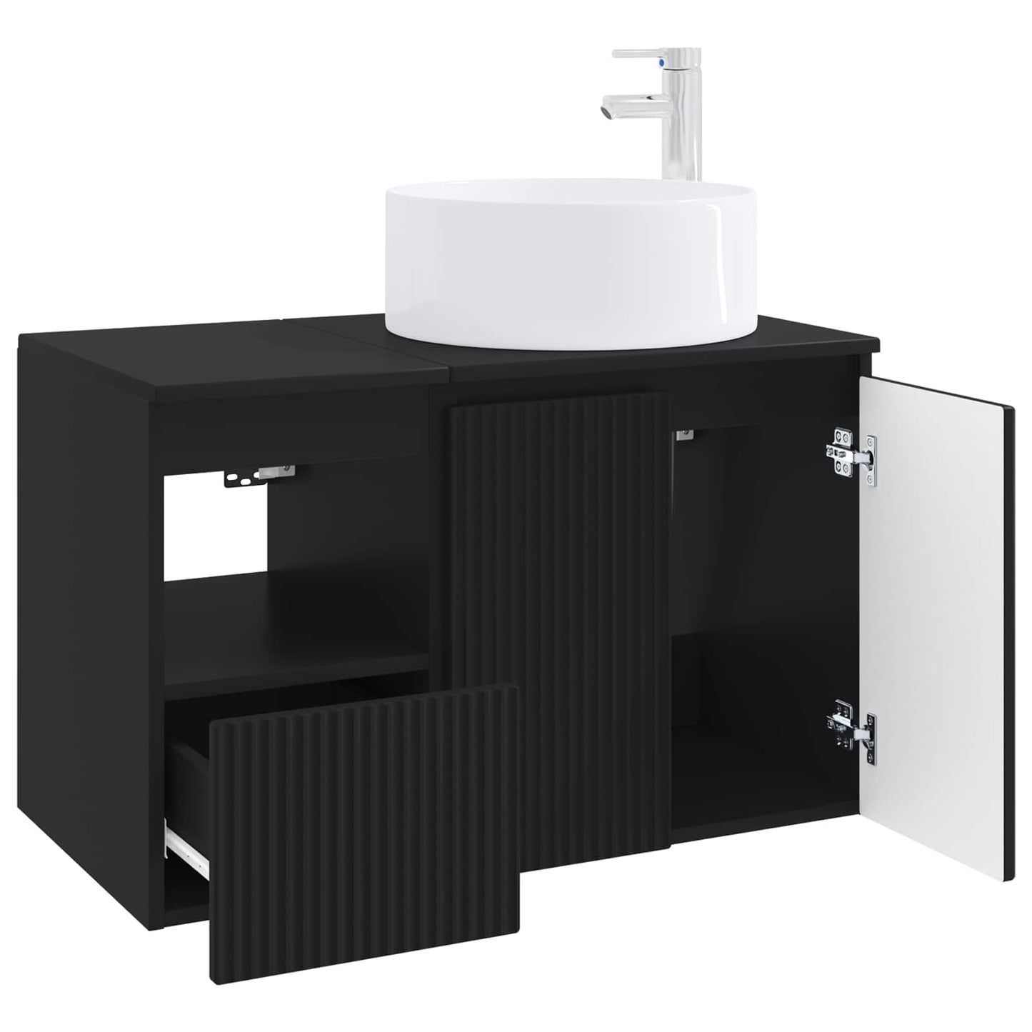 Badezimmermöbel-Set 2 stk. Schwarz Holzwerkstoff