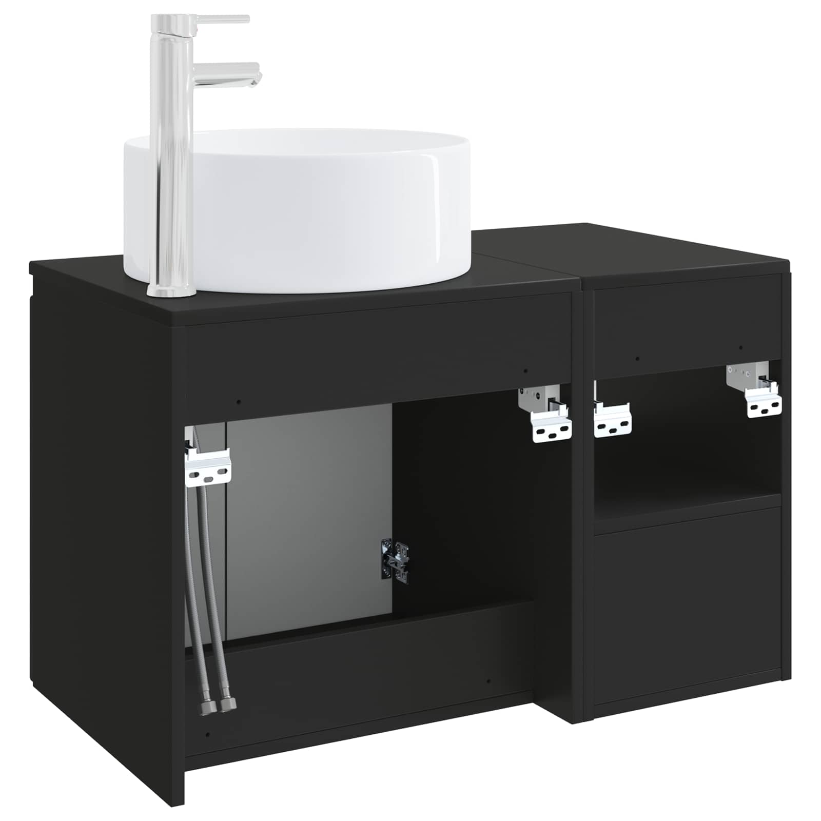 Badezimmermöbel-Set 2 stk. Schwarz Holzwerkstoff