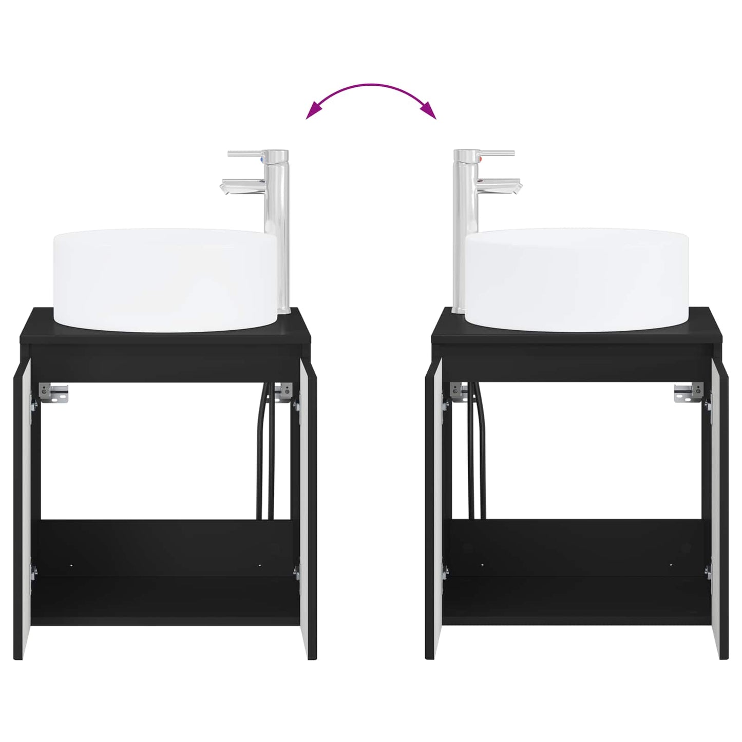 Badezimmermöbel-Set 2 stk. Schwarz Holzwerkstoff