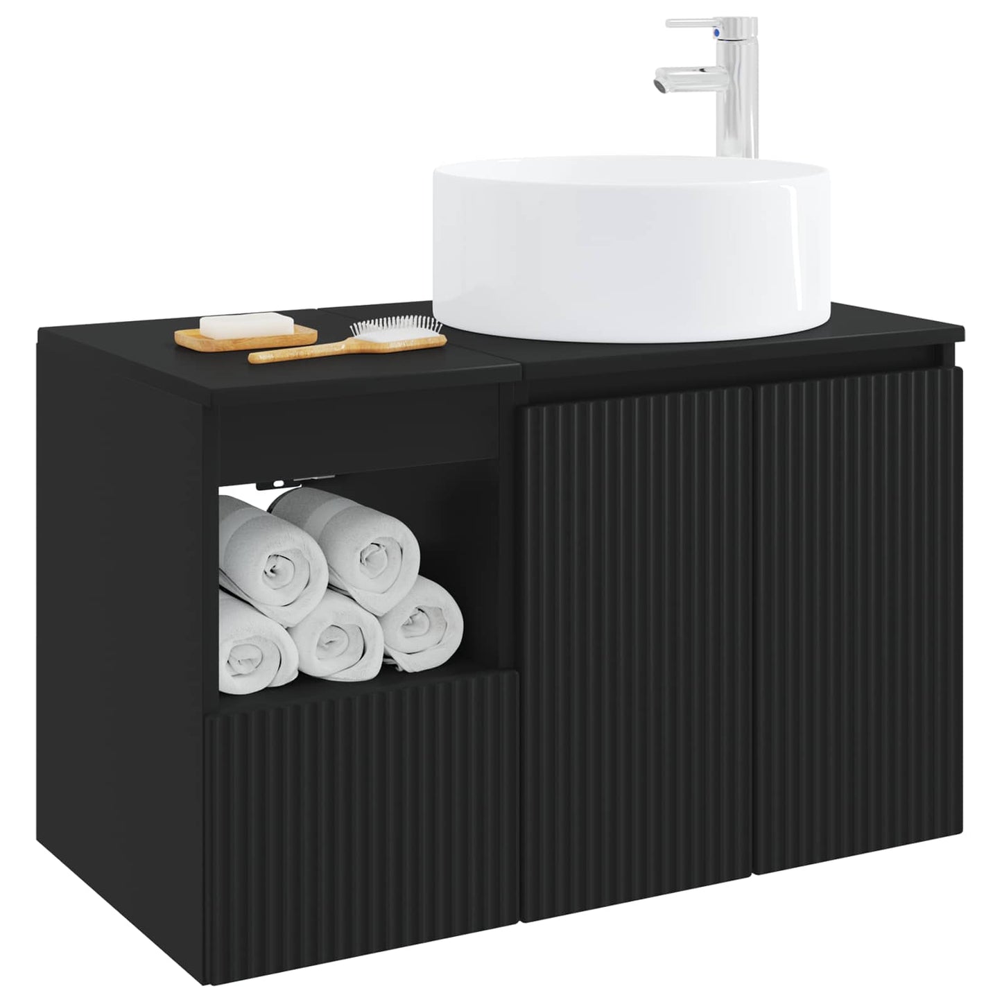 Badezimmermöbel-Set 2 stk. Schwarz Holzwerkstoff
