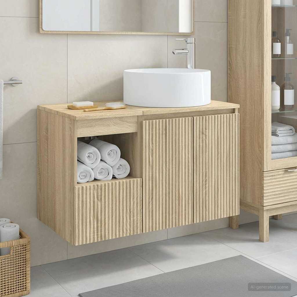 Badezimmermöbel-Set 2 stk. Sonoma-Eiche Holzwerkstoff