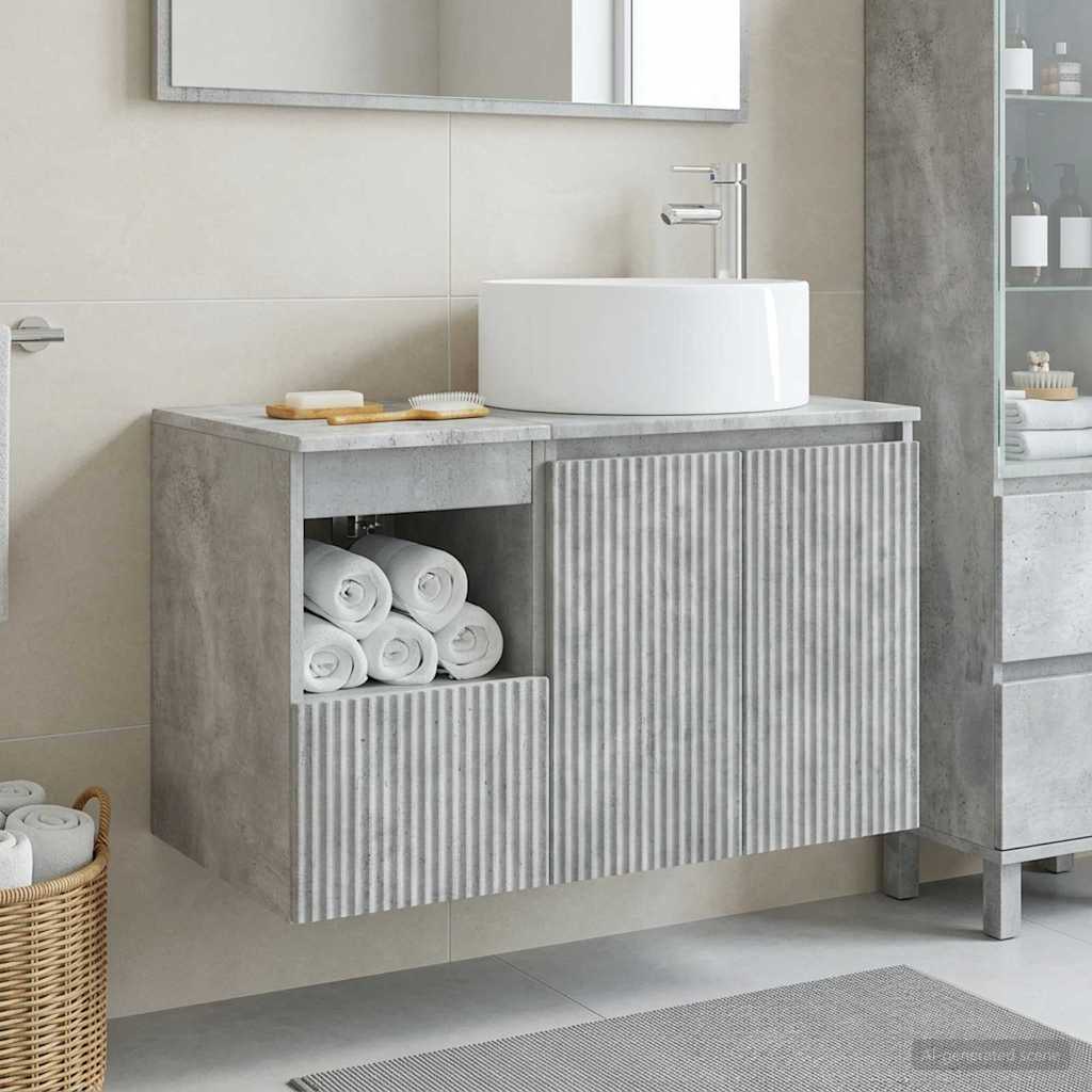 Badezimmermöbel-Set 2 stk. Betongrau Holzwerkstoff