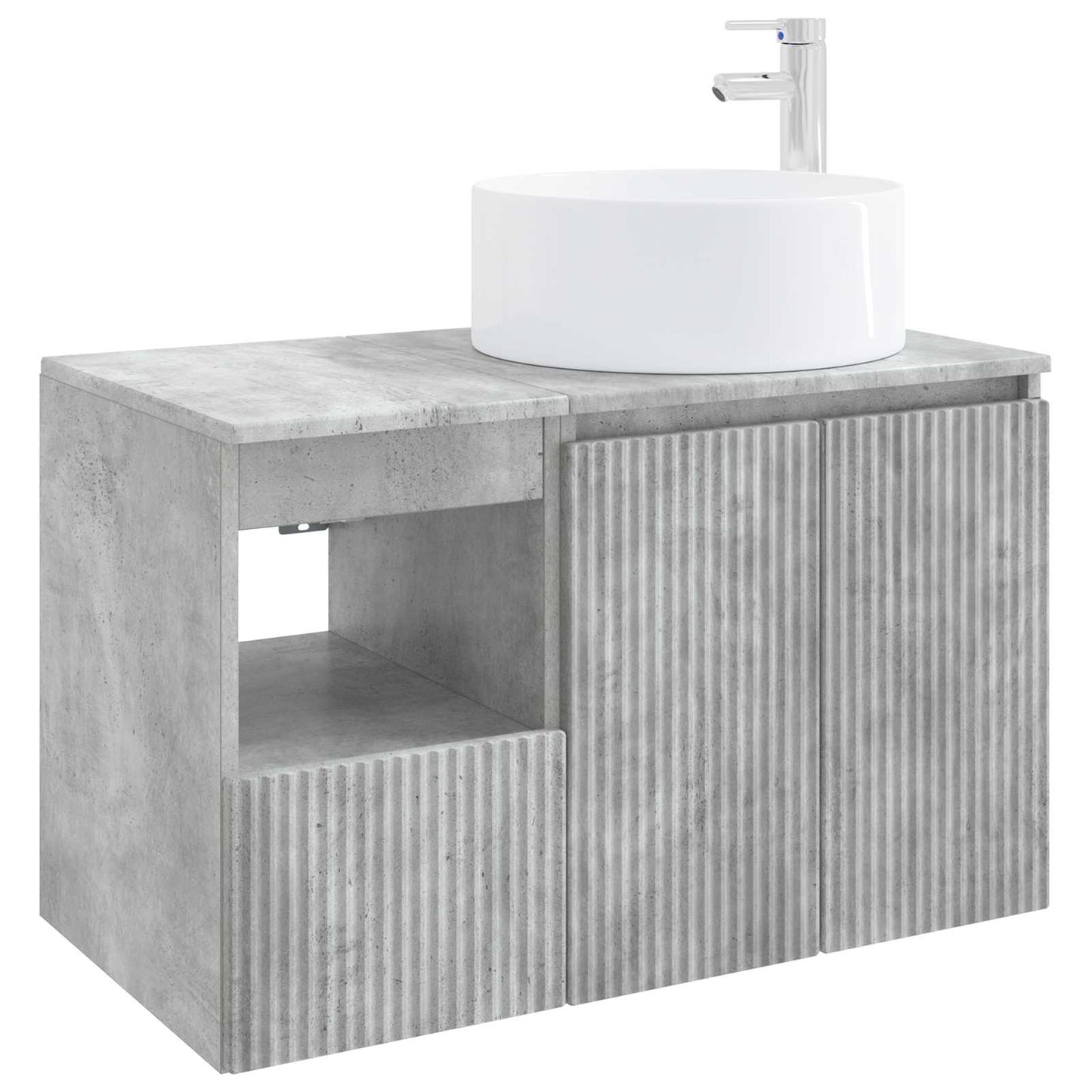 Badezimmermöbel-Set 2 stk. Betongrau Holzwerkstoff
