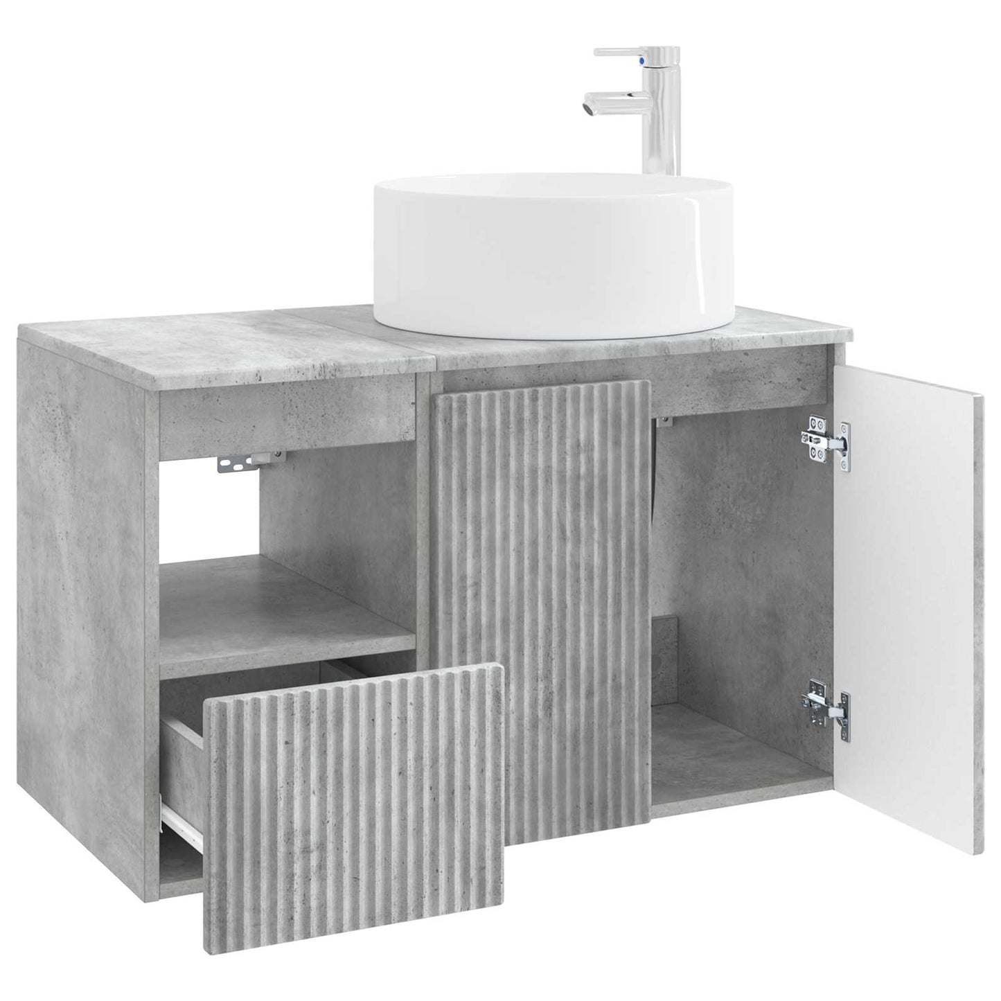 Badezimmermöbel-Set 2 stk. Betongrau Holzwerkstoff