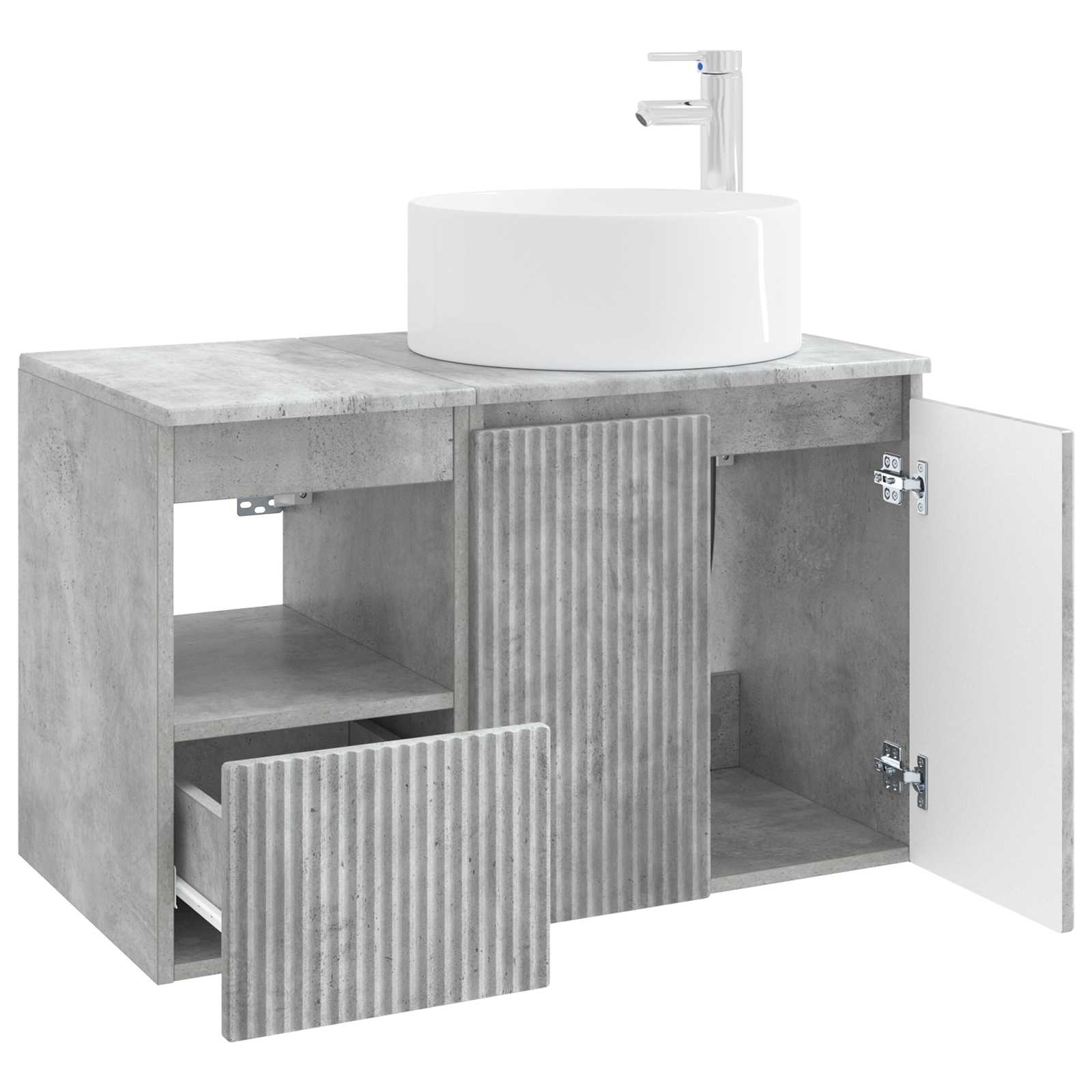 Badezimmermöbel-Set 2 stk. Betongrau Holzwerkstoff