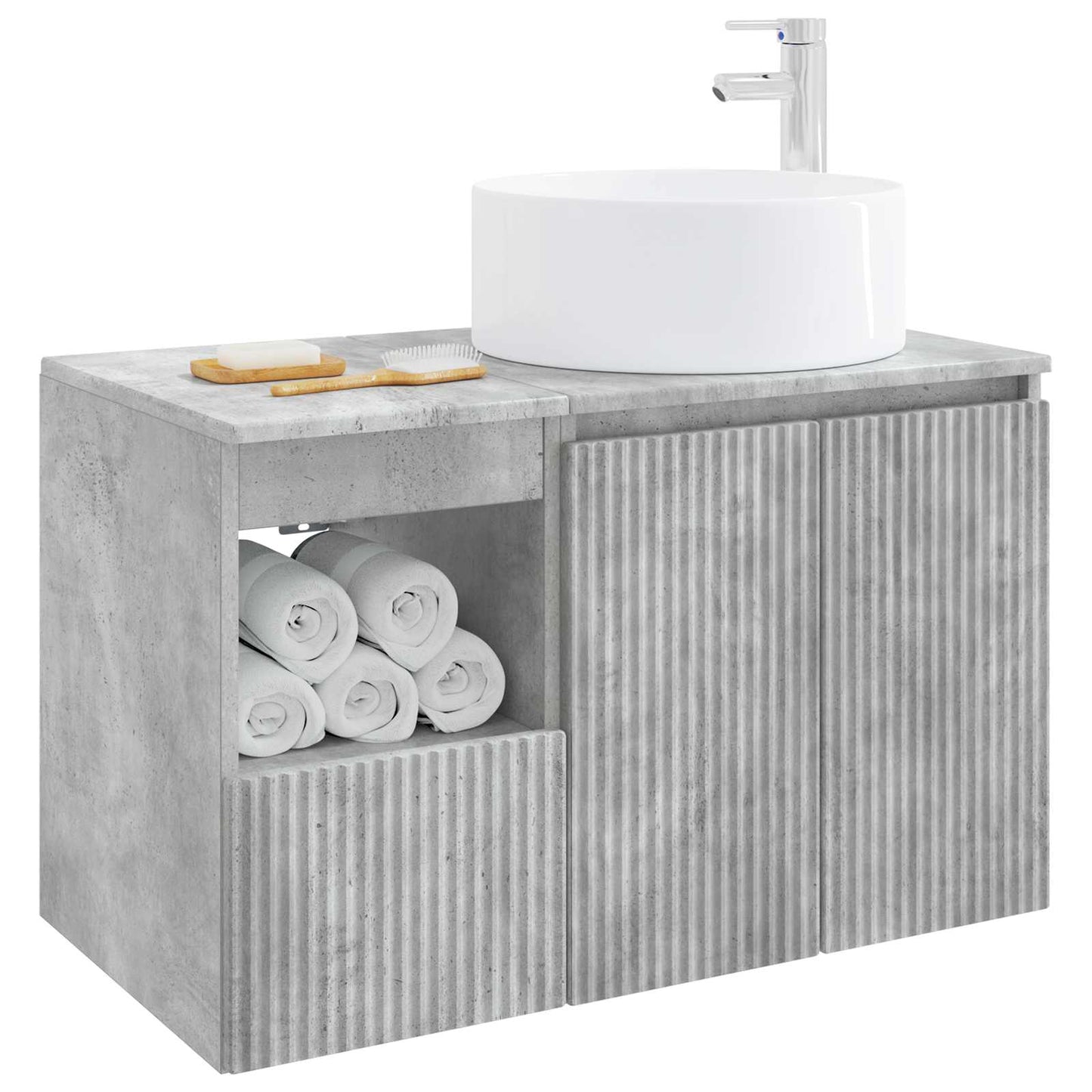Badezimmermöbel-Set 2 stk. Betongrau Holzwerkstoff
