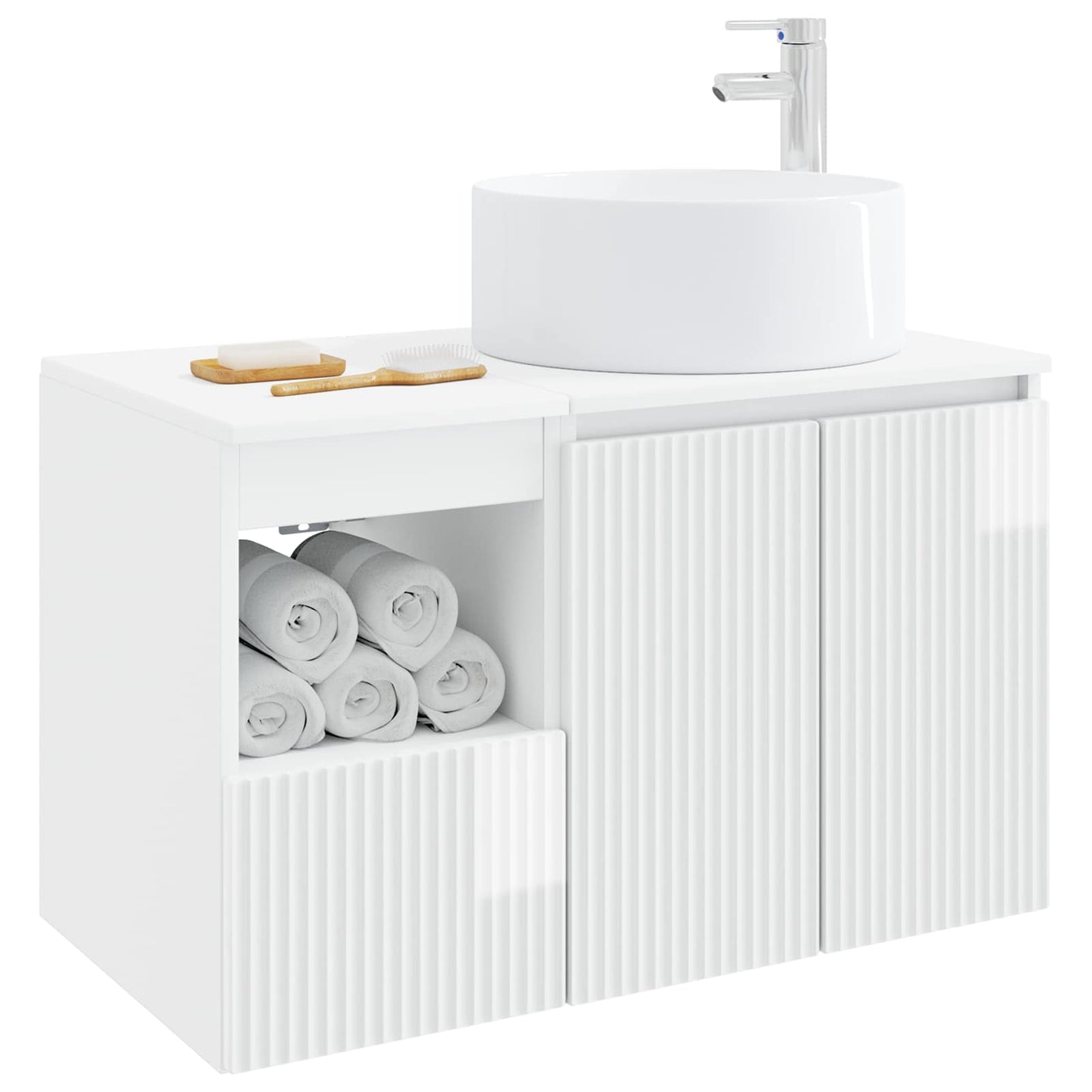 Badezimmermöbel-Set 2 stk. Hochglanz Weiß Holzwerkstoff
