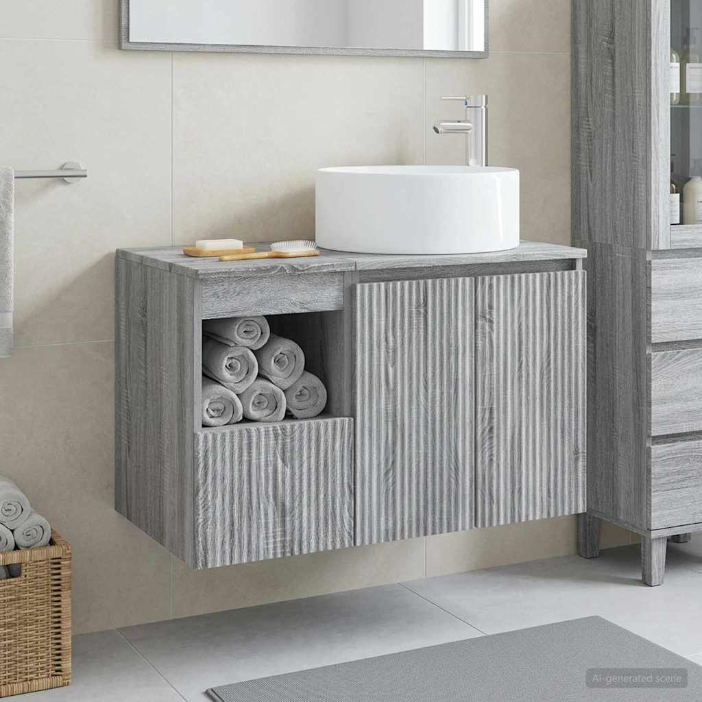 Badezimmermöbel-Set 2 stk. Grau Sonoma Holzwerkstoff