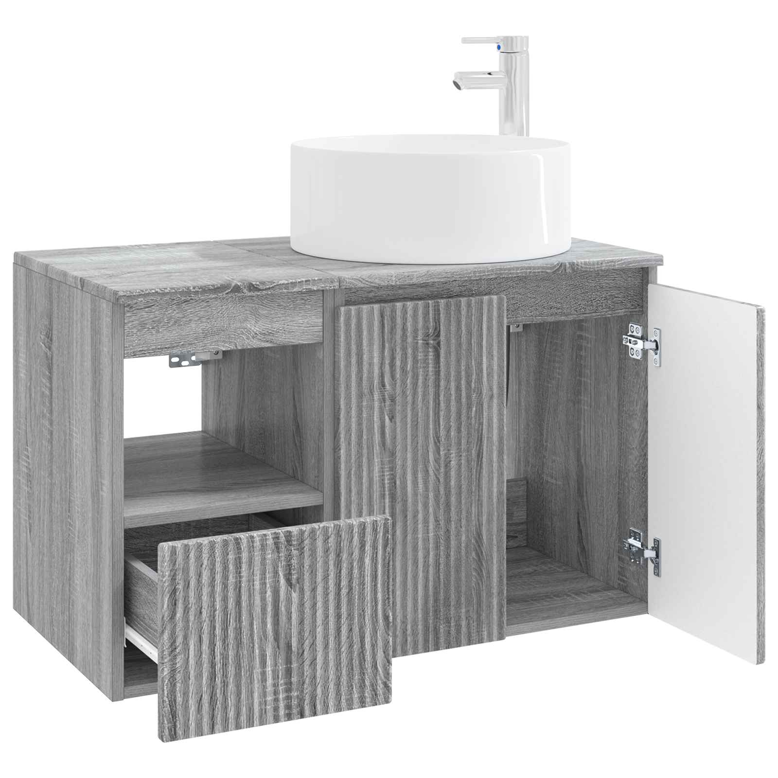 Badezimmermöbel-Set 2 stk. Grau Sonoma Holzwerkstoff