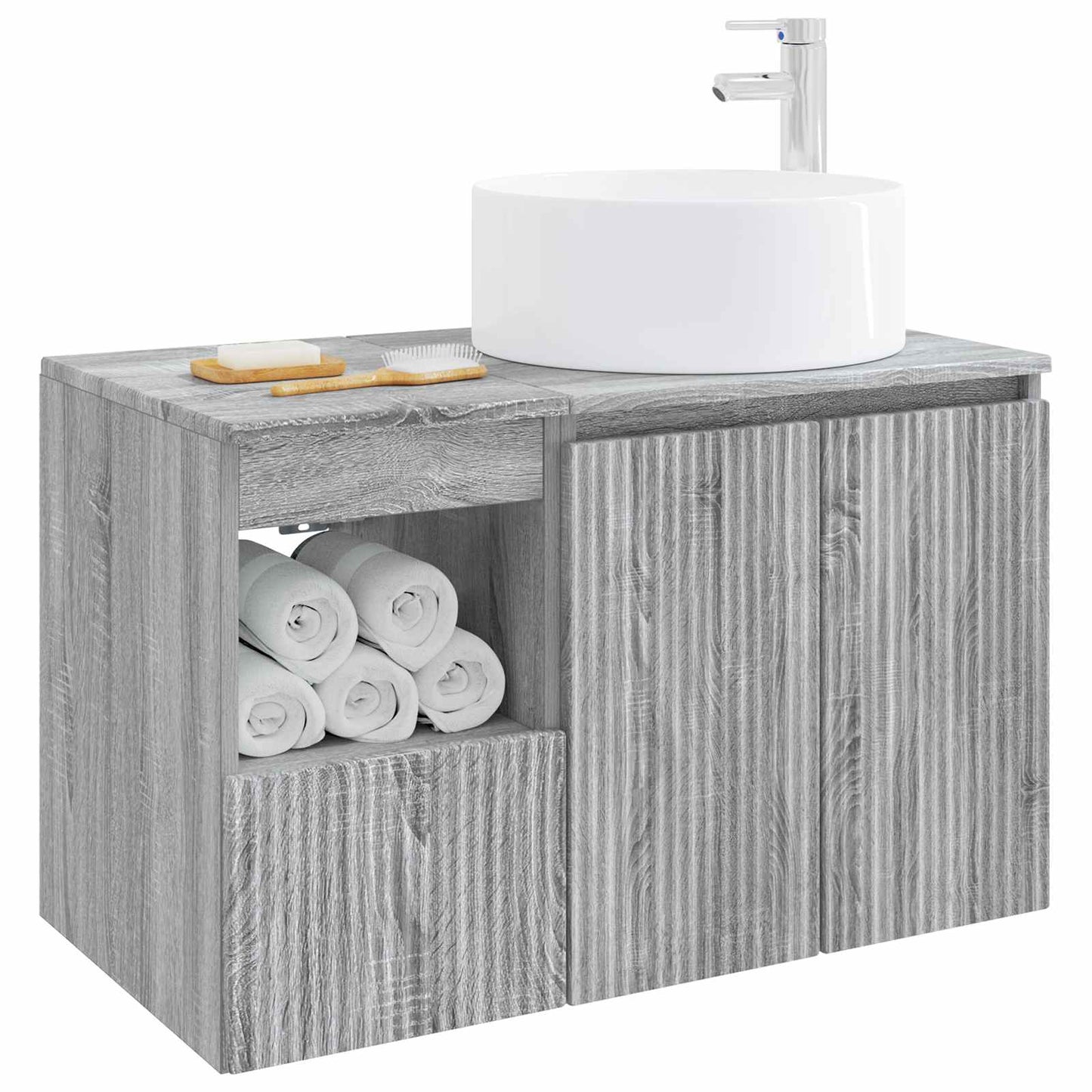 Badezimmermöbel-Set 2 stk. Grau Sonoma Holzwerkstoff