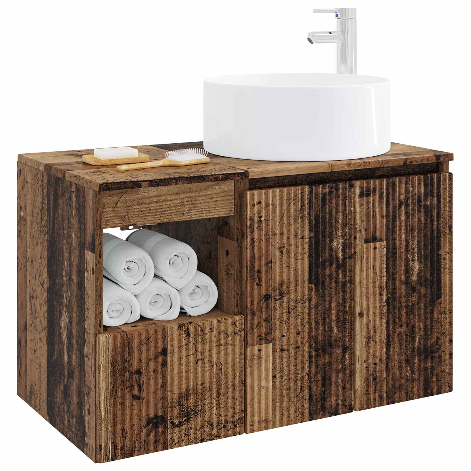 Badezimmermöbel-Set 2 stk. Altholz Holzwerkstoff