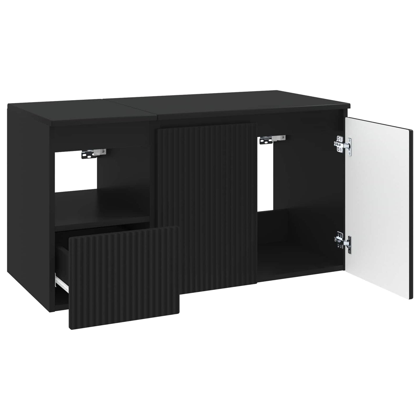 Badezimmermöbel-Set 2 stk. Schwarz Holzwerkstoff