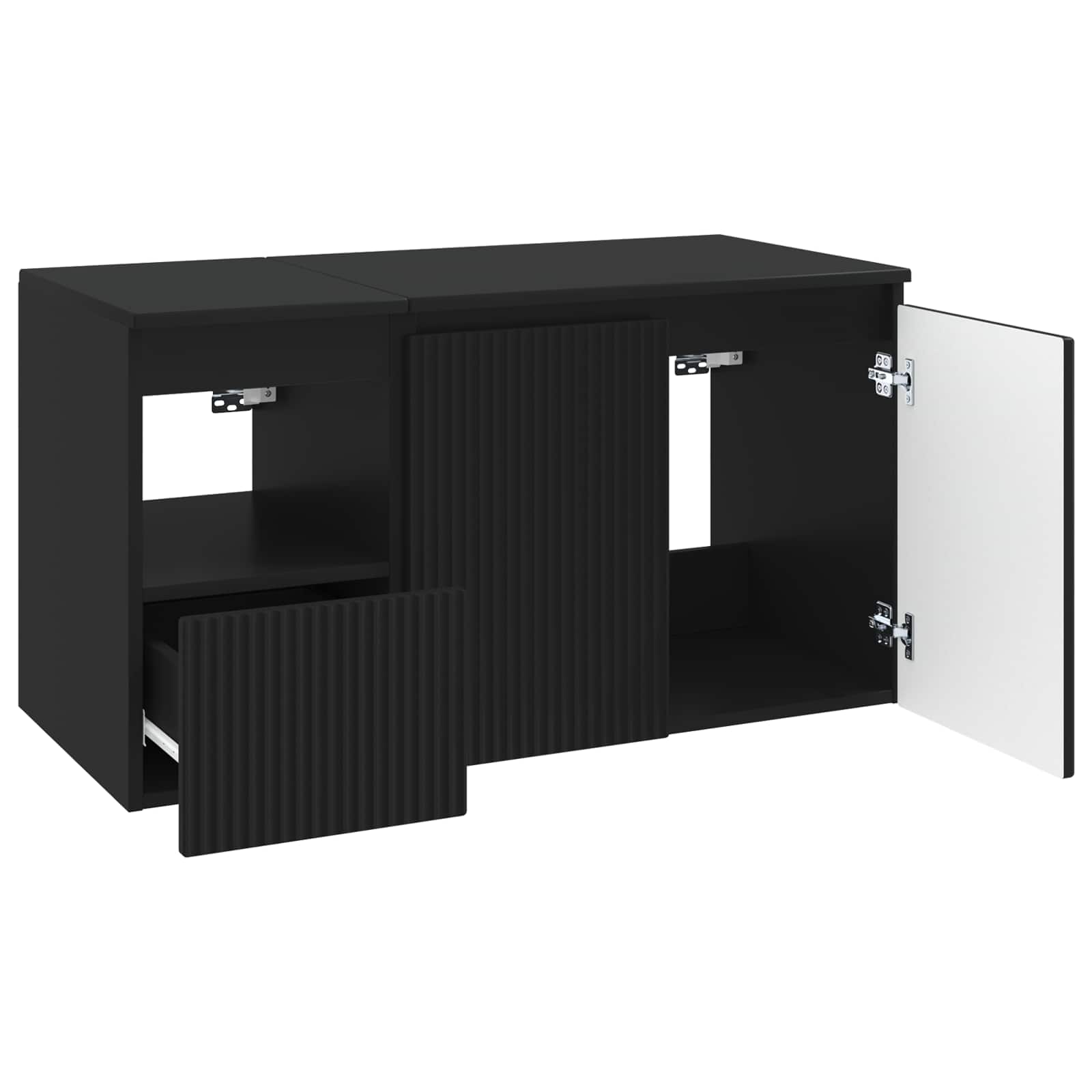 Badezimmermöbel-Set 2 stk. Schwarz Holzwerkstoff