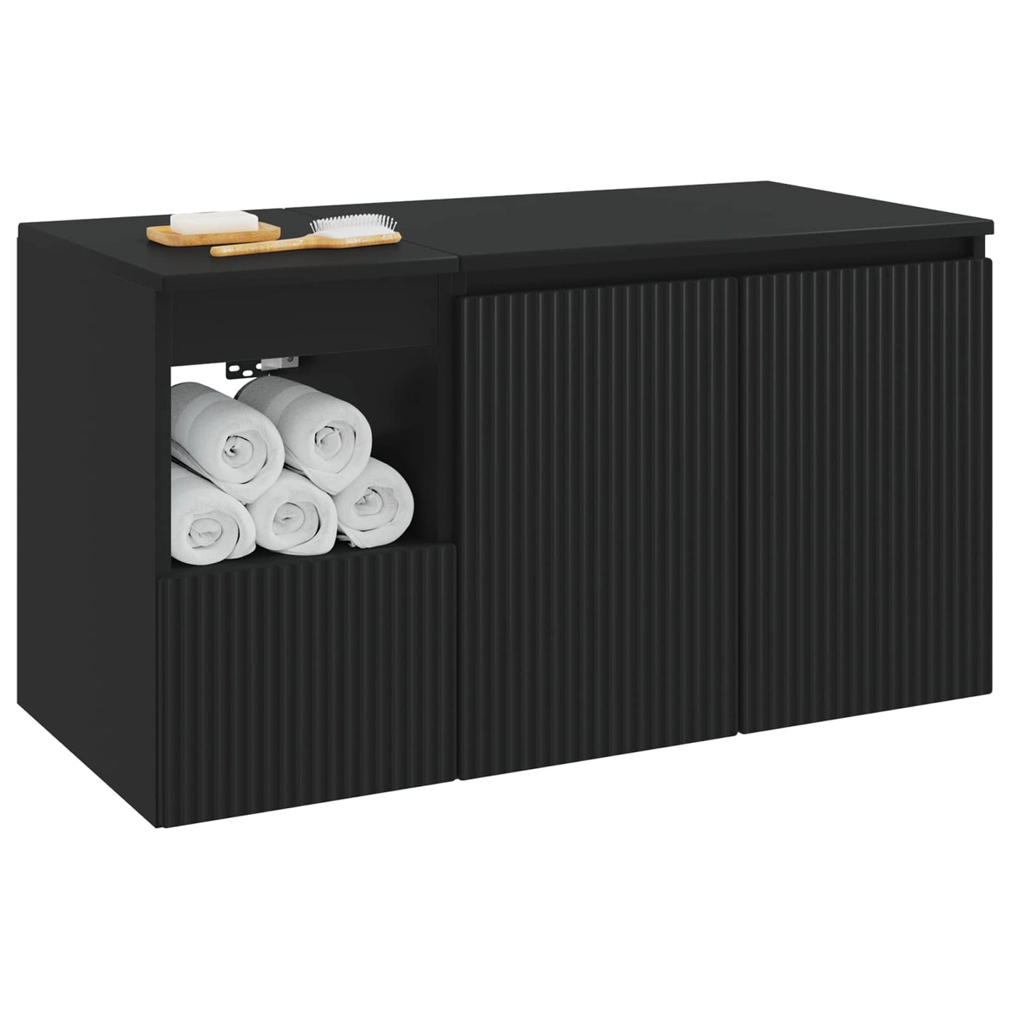 Badezimmermöbel-Set 2 stk. Schwarz Holzwerkstoff