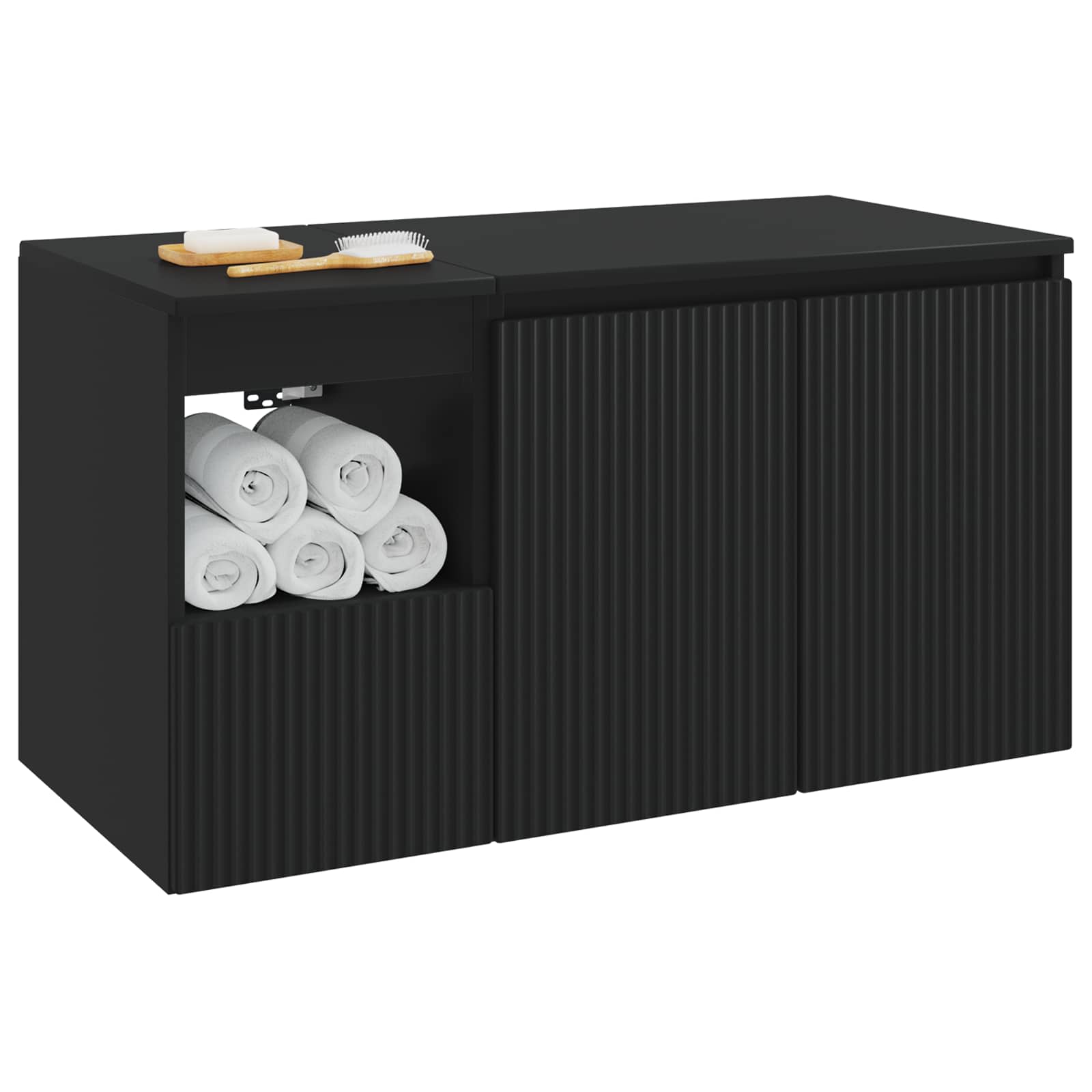 Badezimmermöbel-Set 2 stk. Schwarz Holzwerkstoff