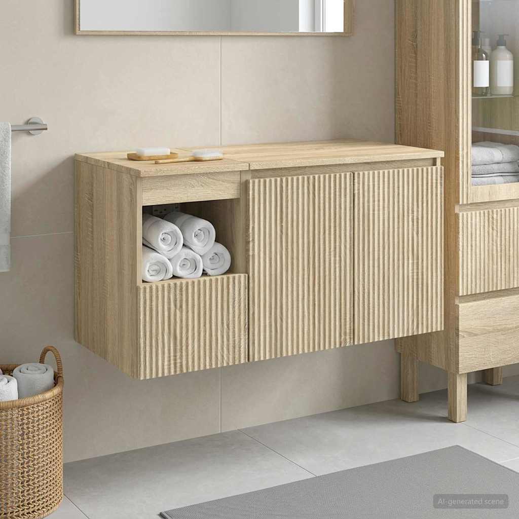 Badezimmermöbel-Set 2 stk. Sonoma-Eiche Holzwerkstoff