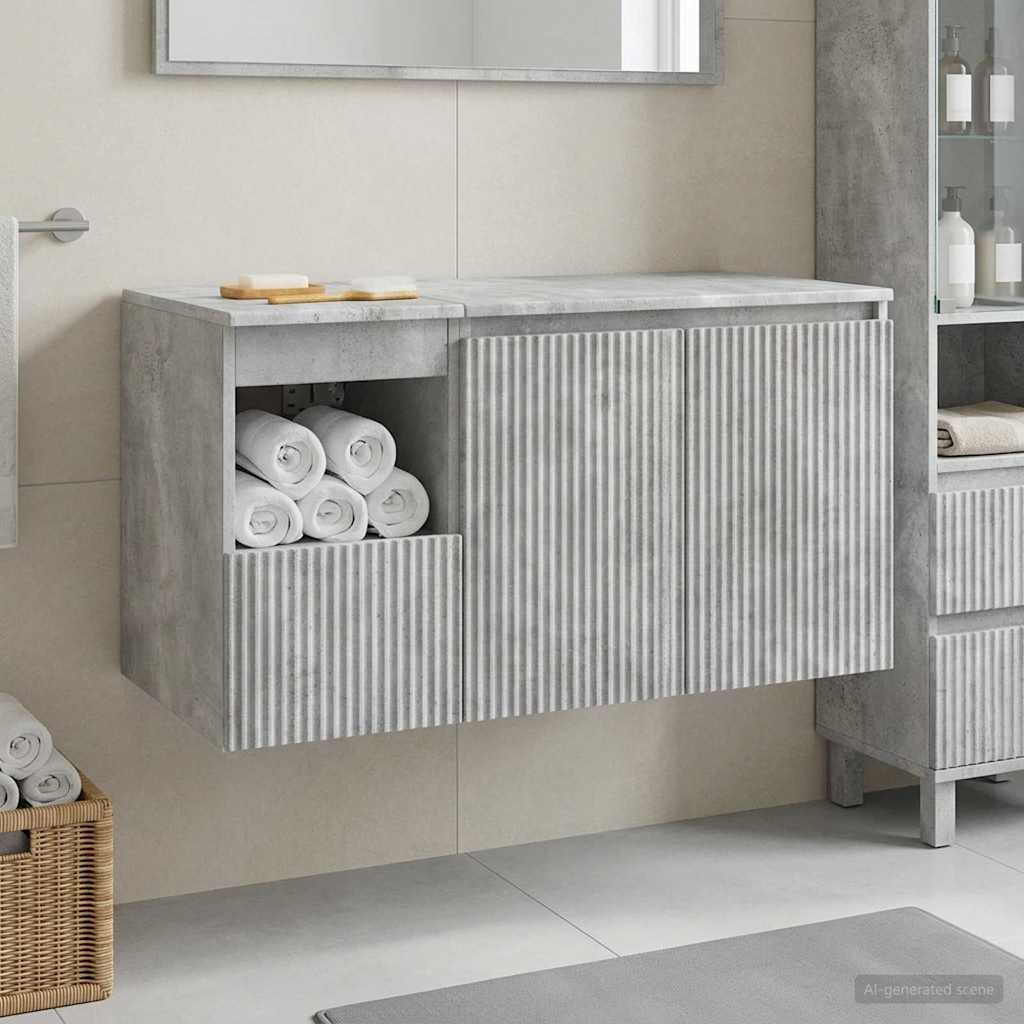 Badezimmermöbel-Set 2 stk. Betongrau Holzwerkstoff