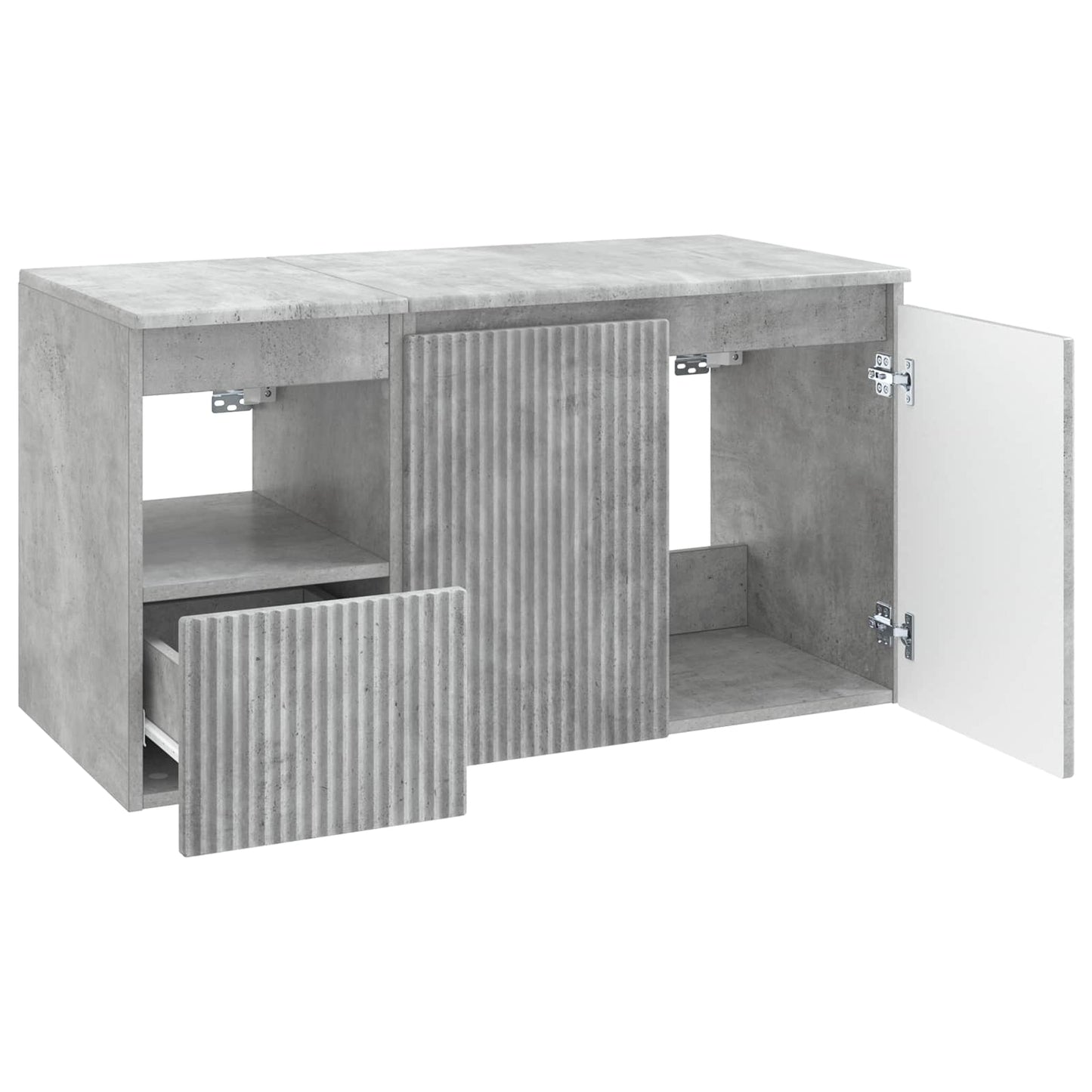 Badezimmermöbel-Set 2 stk. Betongrau Holzwerkstoff