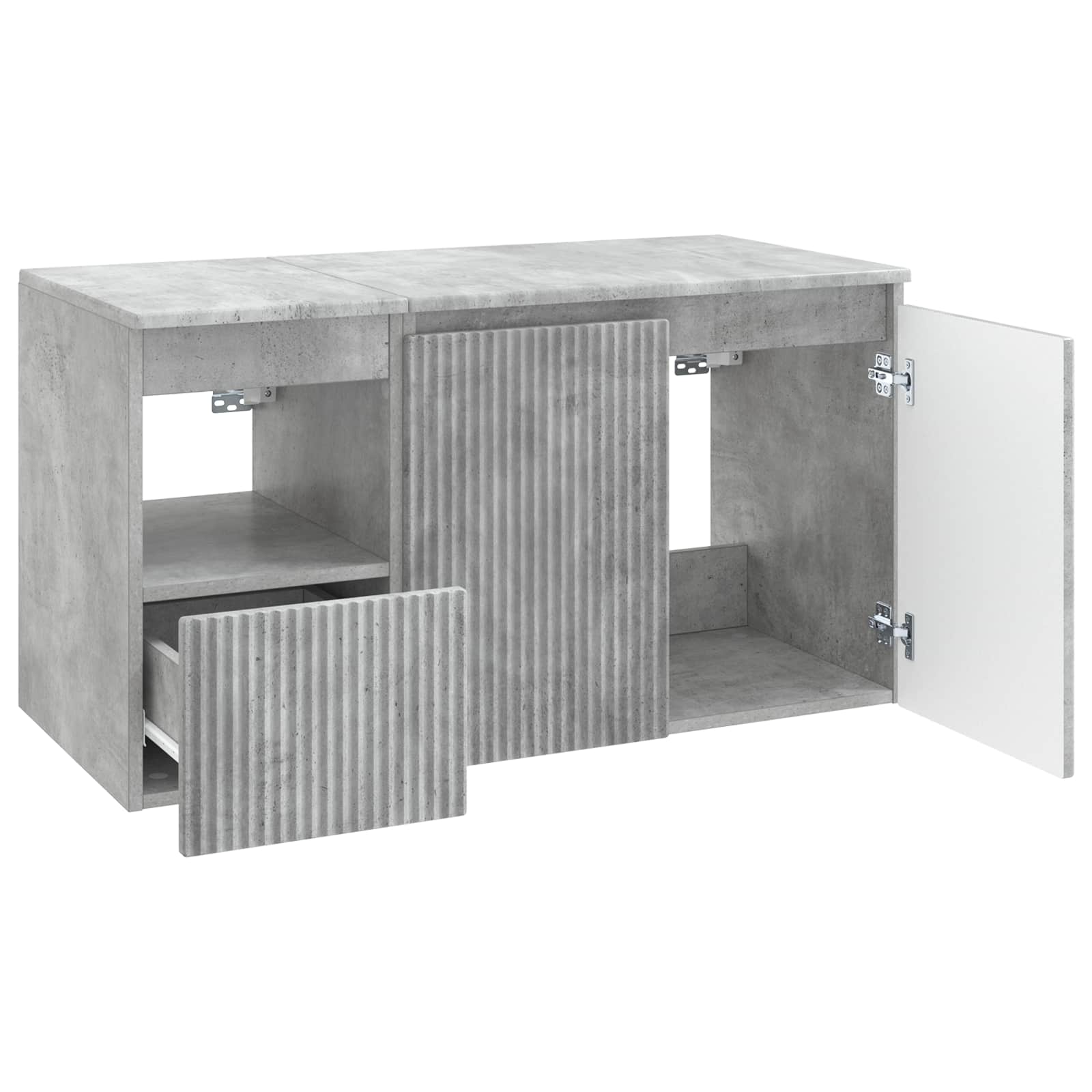 Badezimmermöbel-Set 2 stk. Betongrau Holzwerkstoff