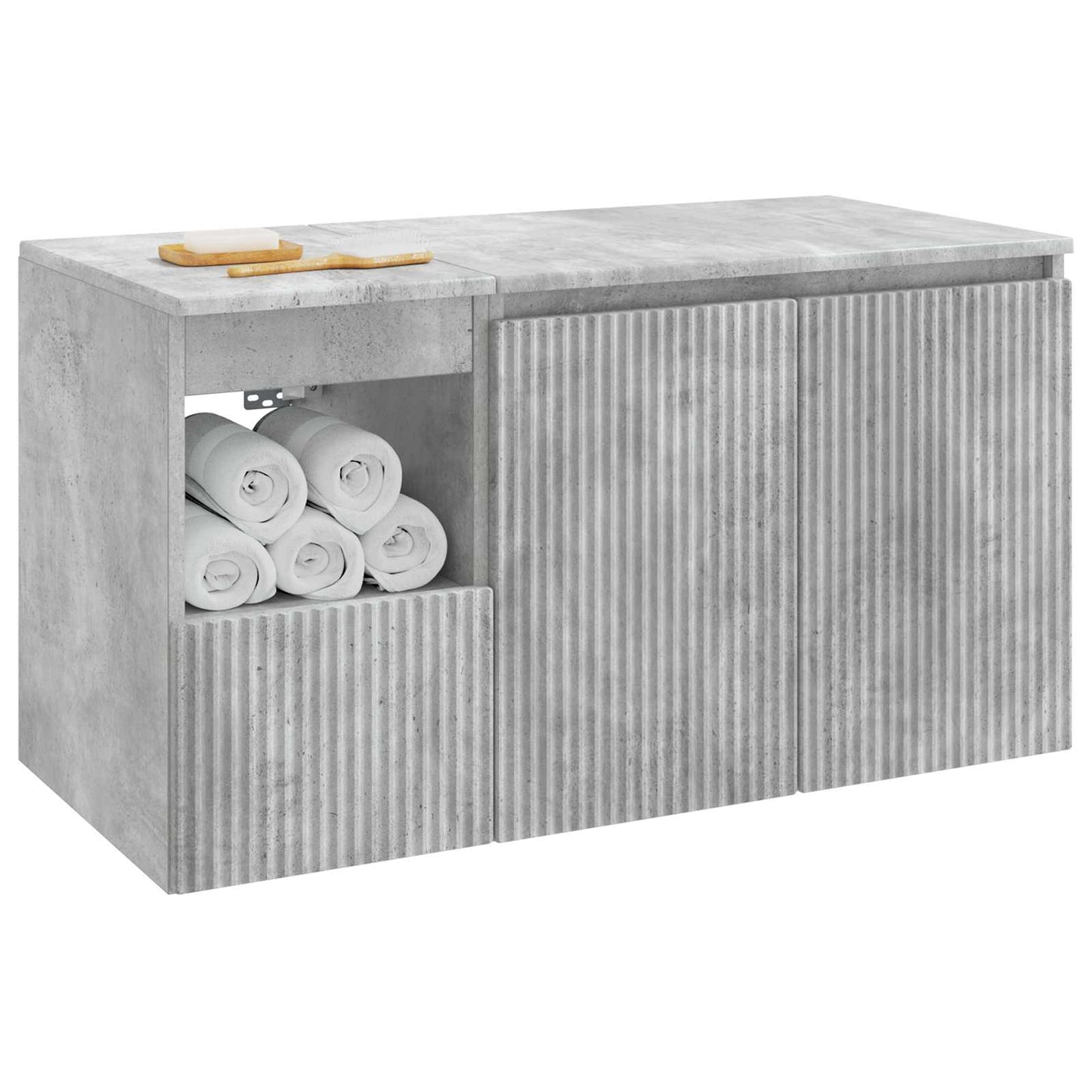 Badezimmermöbel-Set 2 stk. Betongrau Holzwerkstoff