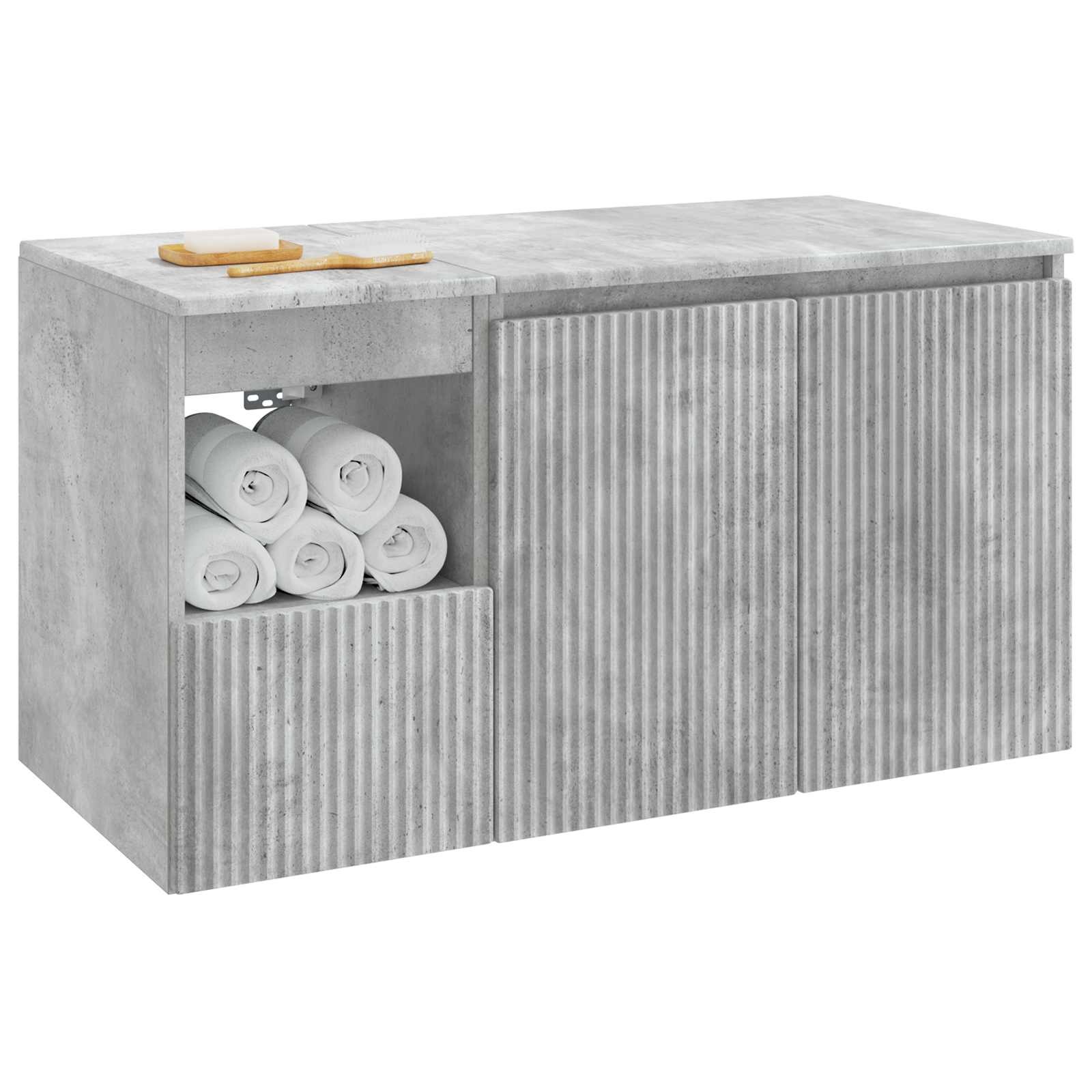 Badezimmermöbel-Set 2 stk. Betongrau Holzwerkstoff