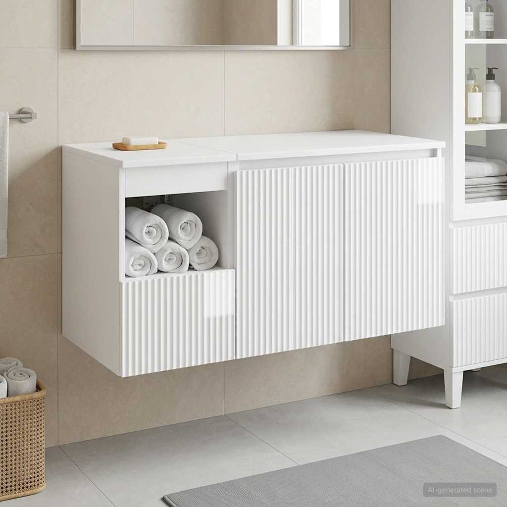 Badezimmermöbel-Set 2 stk. Hochglanz Weiß Holzwerkstoff