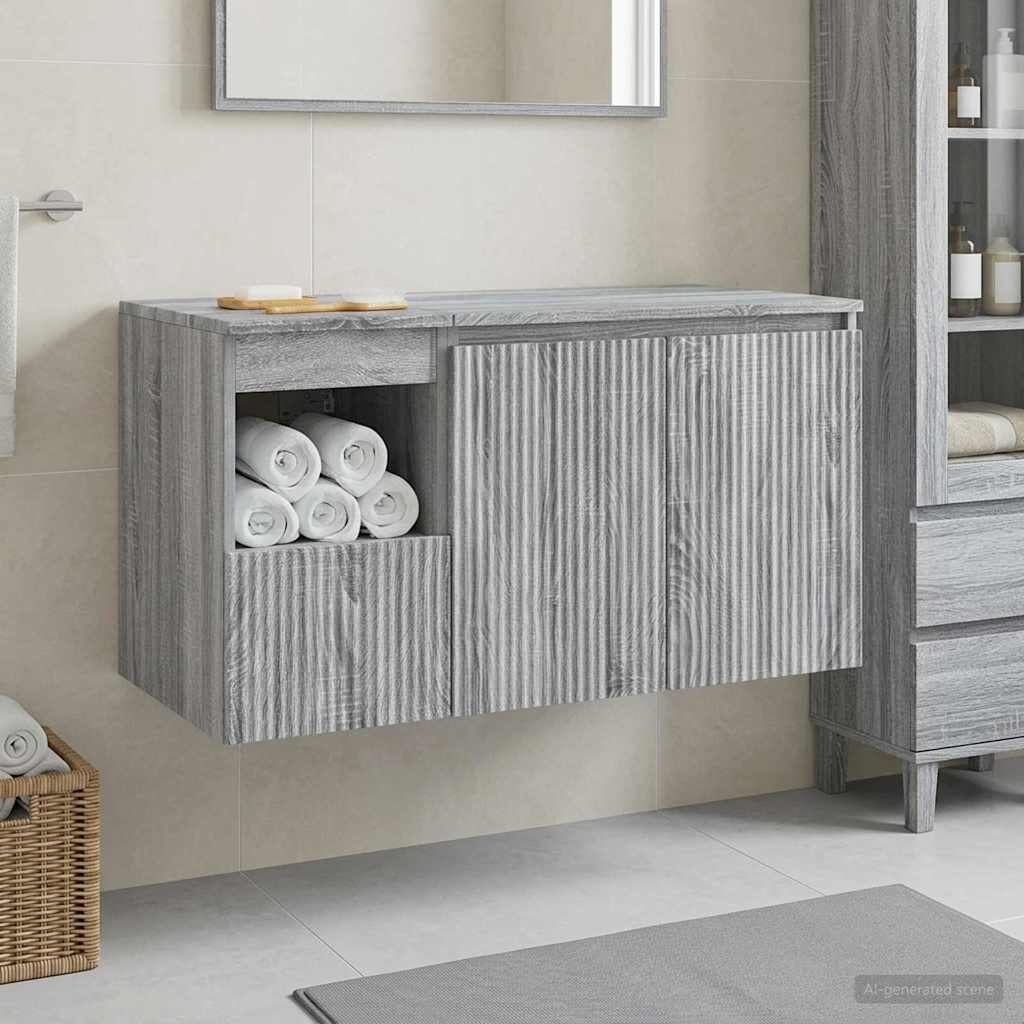 Badezimmermöbel-Set 2 stk. Grau Sonoma Holzwerkstoff