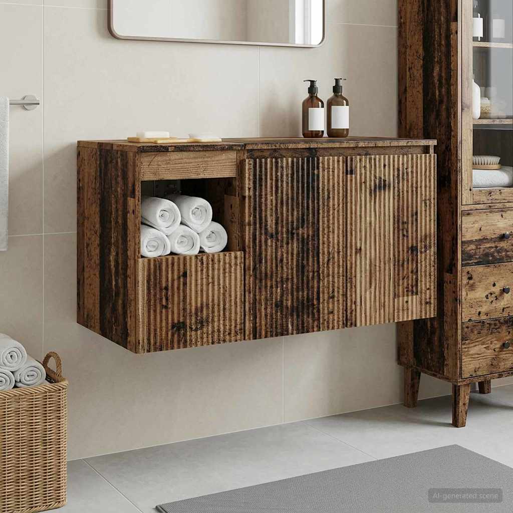 Badezimmermöbel-Set 2 stk. Altholz Holzwerkstoff