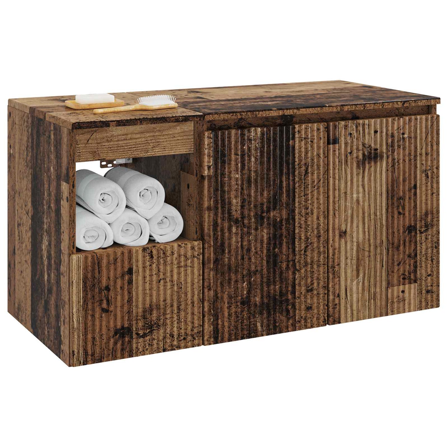 Badezimmermöbel-Set 2 stk. Altholz Holzwerkstoff