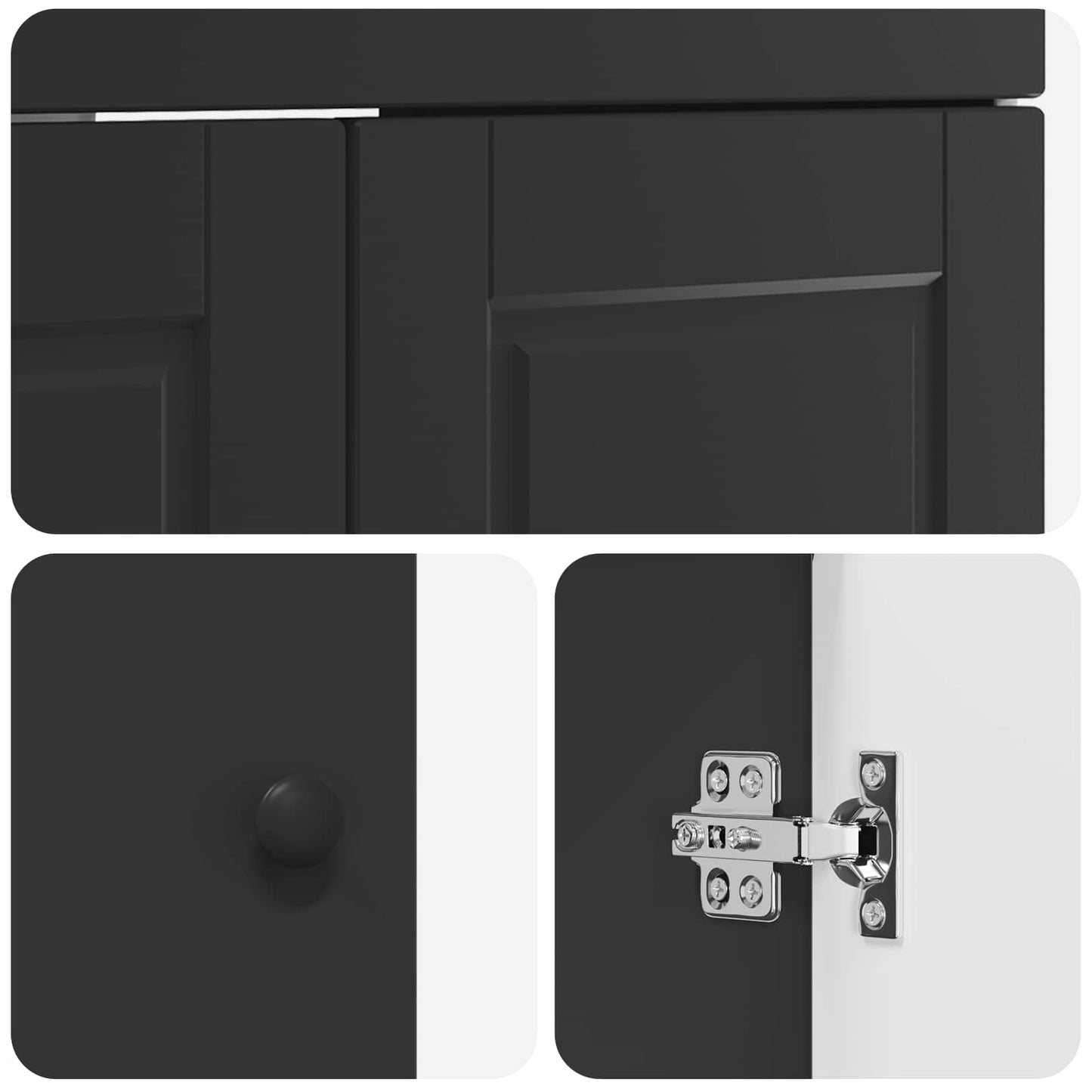 Badezimmermöbel-Set Schwarz 56 x 37,5 x 81 cm Holzwerkstoff