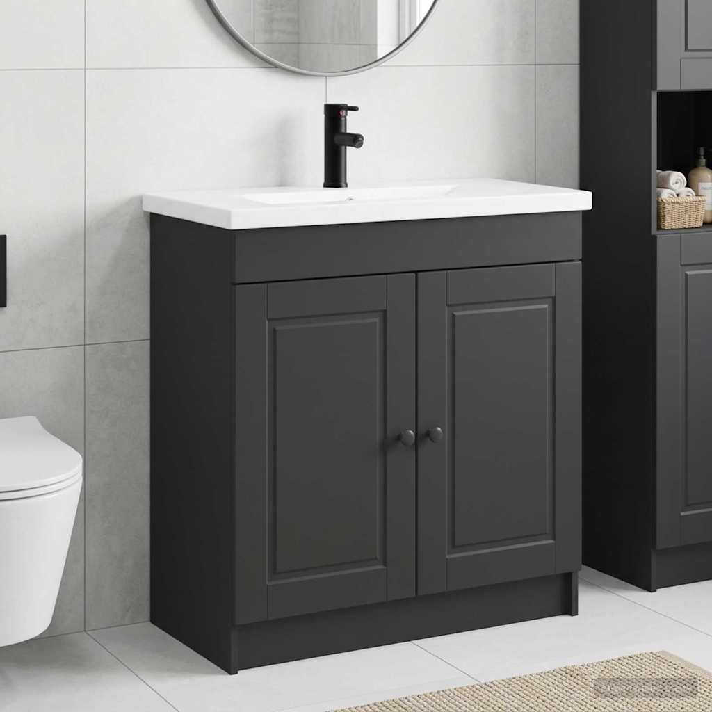 Badezimmermöbel-Set Schwarz 56 x 37,5 x 81 cm Holzwerkstoff