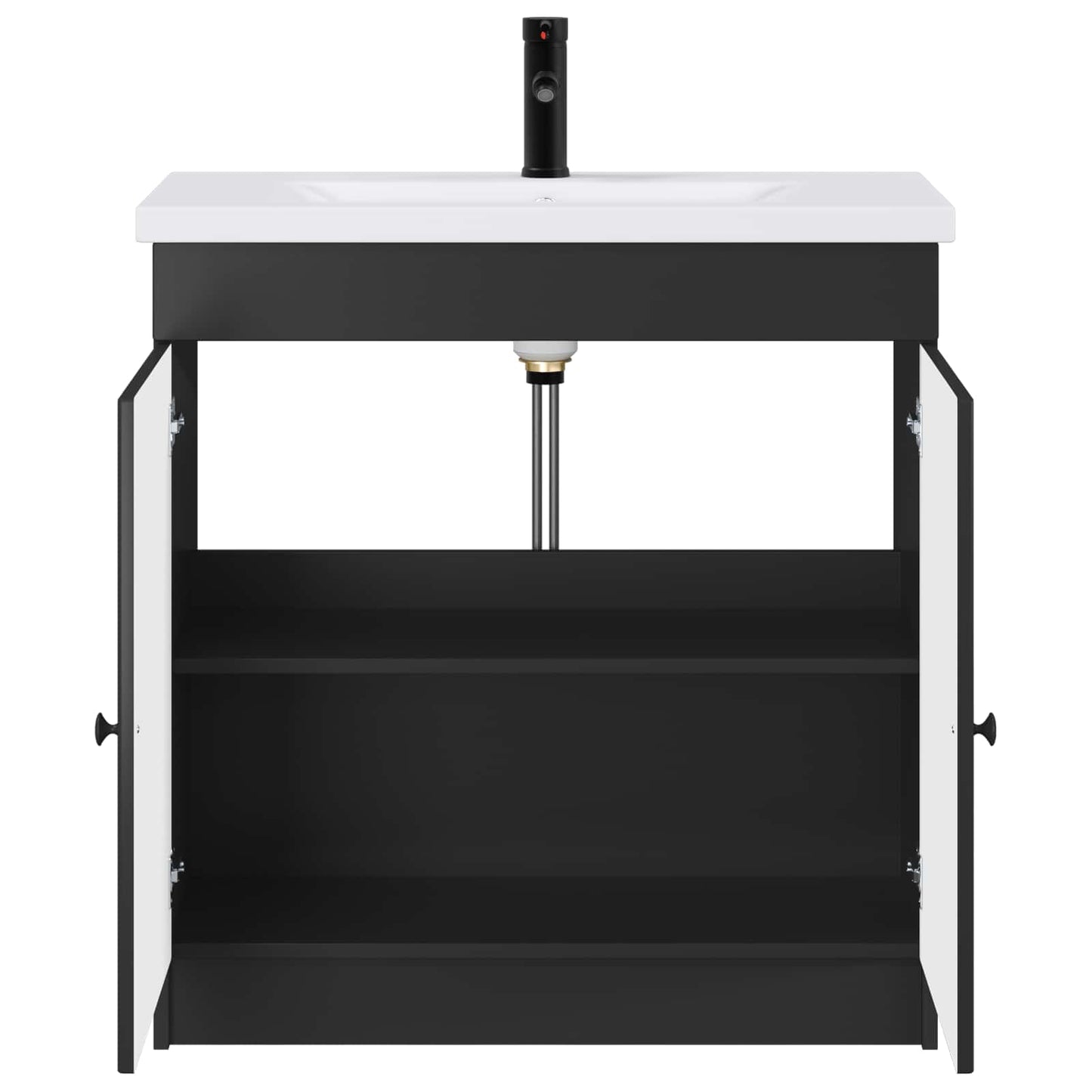 Badezimmermöbel-Set Schwarz 56 x 37,5 x 81 cm Holzwerkstoff