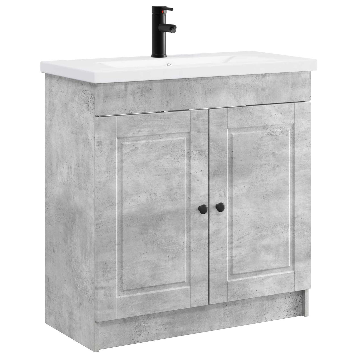 Badezimmermöbel-Set Betongrau 56 x 37,5 x 81 cm Holzwerkstoff