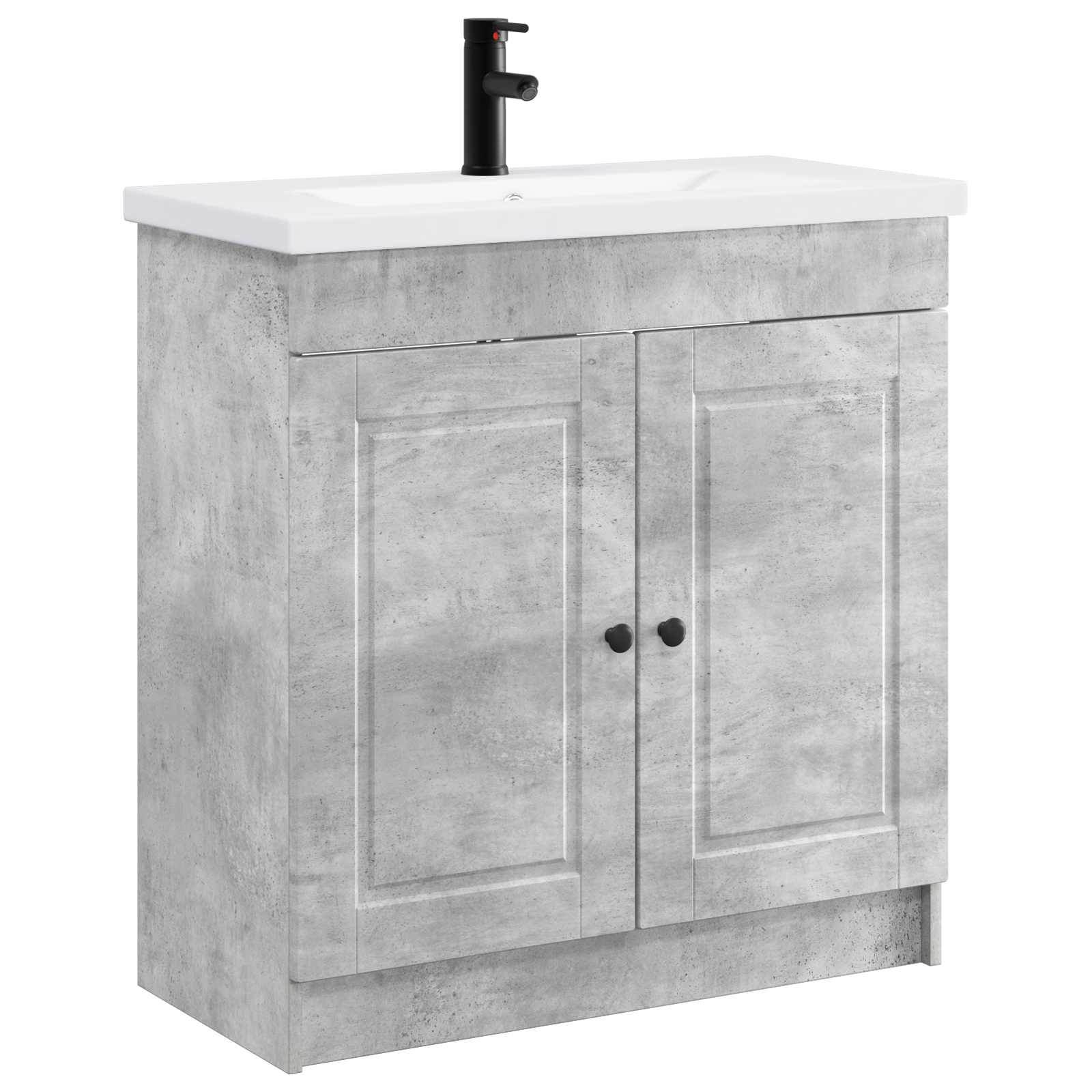 Badezimmermöbel-Set Betongrau 56 x 37,5 x 81 cm Holzwerkstoff
