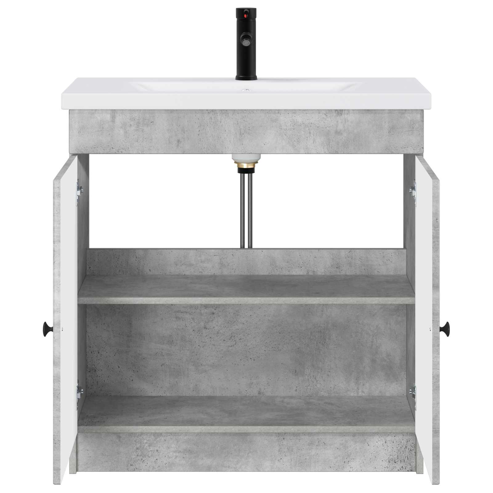 Badezimmermöbel-Set Betongrau 56 x 37,5 x 81 cm Holzwerkstoff