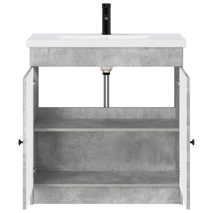 Badezimmermöbel-Set Betongrau 56 x 37,5 x 81 cm Holzwerkstoff