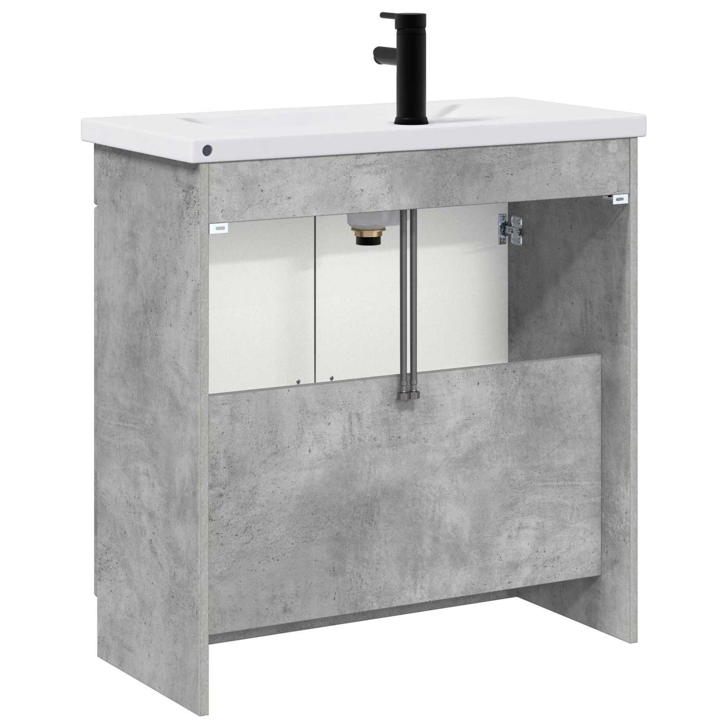 Badezimmermöbel-Set Betongrau 56 x 37,5 x 81 cm Holzwerkstoff