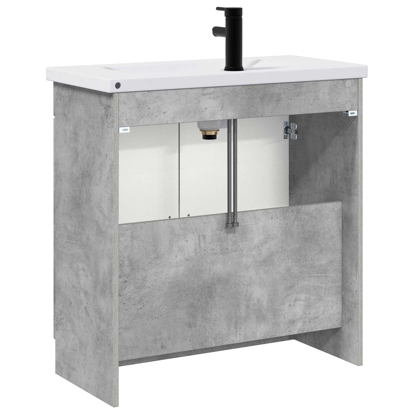 Badezimmermöbel-Set Betongrau 56 x 37,5 x 81 cm Holzwerkstoff