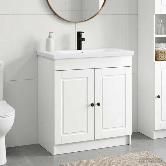 Badezimmermöbel-Set Hochglanz Weiß 56 x 37,5 x 81 cm