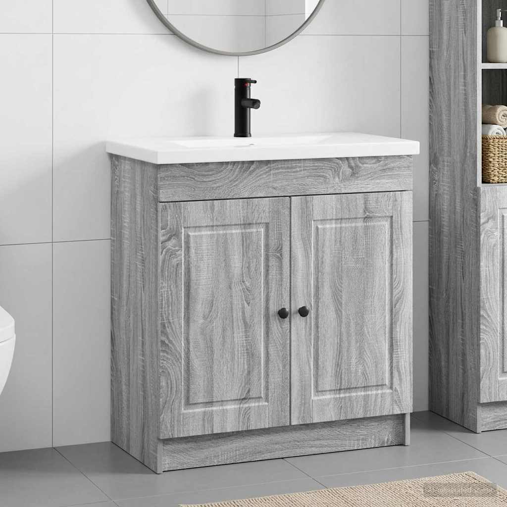 Badezimmermöbel-Set Grau Sonoma 56 x 37,5 x 81 cm Holzwerkstoff