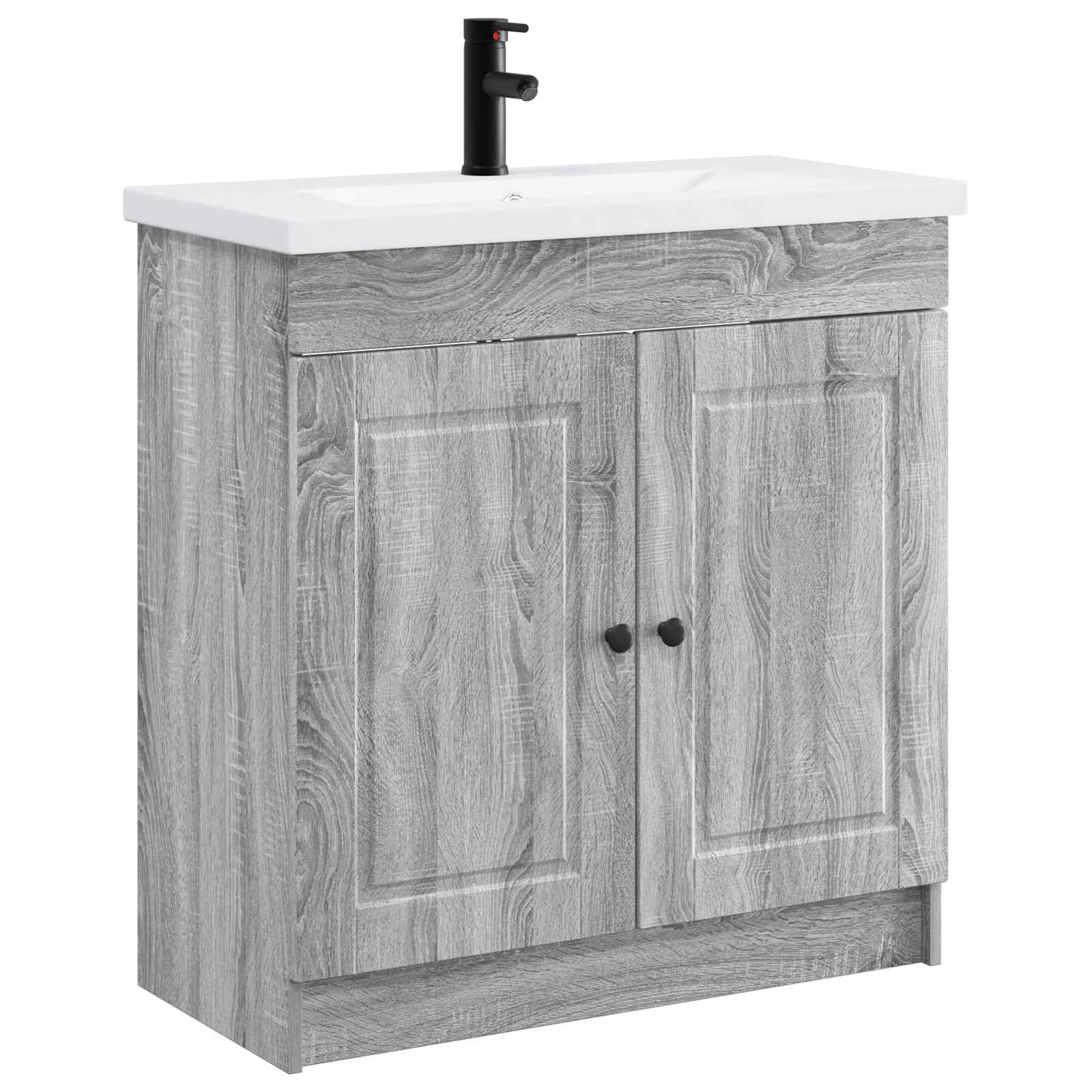 Badezimmermöbel-Set Grau Sonoma 56 x 37,5 x 81 cm Holzwerkstoff