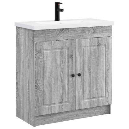 Badezimmermöbel-Set Grau Sonoma 56 x 37,5 x 81 cm Holzwerkstoff