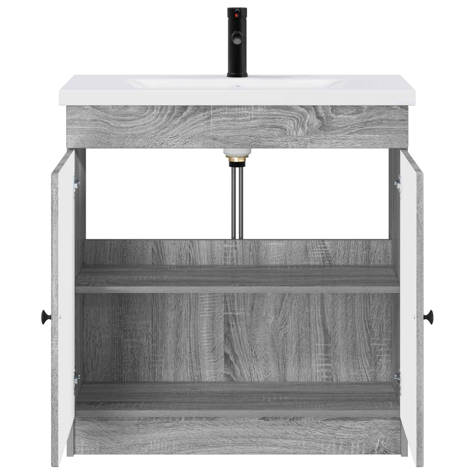 Badezimmermöbel-Set Grau Sonoma 56 x 37,5 x 81 cm Holzwerkstoff