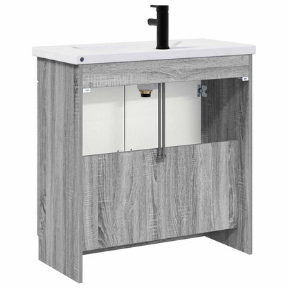 Badezimmermöbel-Set Grau Sonoma 56 x 37,5 x 81 cm Holzwerkstoff