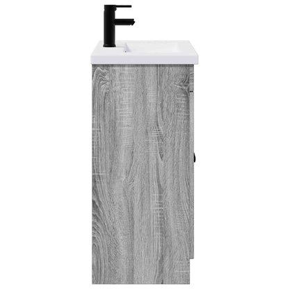 Badezimmermöbel-Set Grau Sonoma 56 x 37,5 x 81 cm Holzwerkstoff