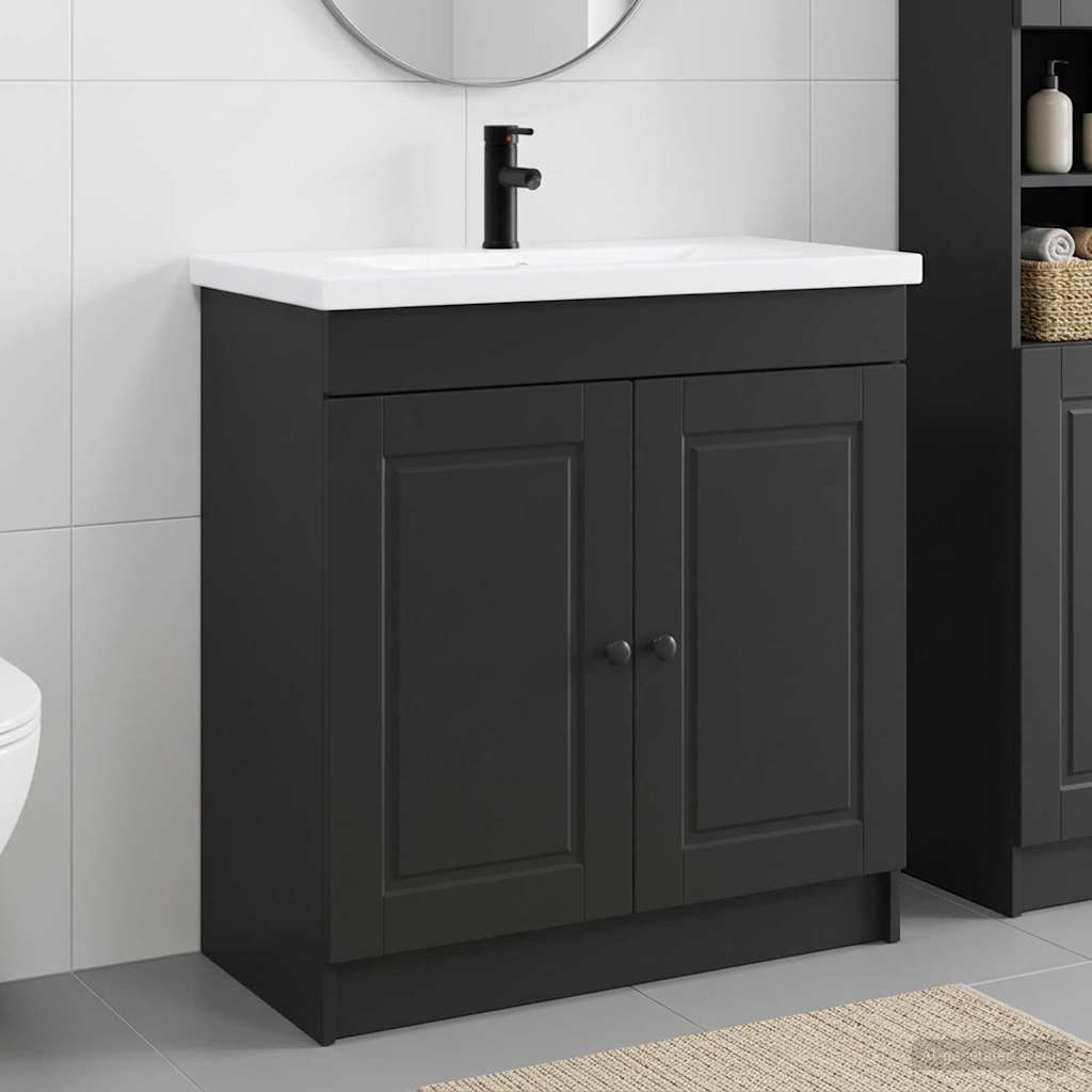 Badezimmermöbel-Set Schwarz 78,5 x 37,5 x 81 cm Holzwerkstoff