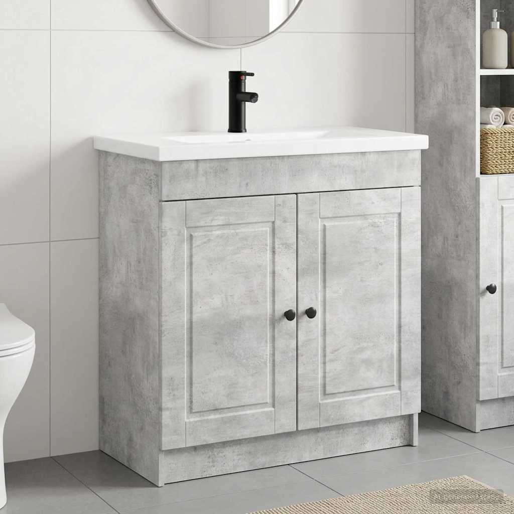 Badezimmermöbel-Set Betongrau 78,5 x 37,5 x 81 cm Holzwerkstoff