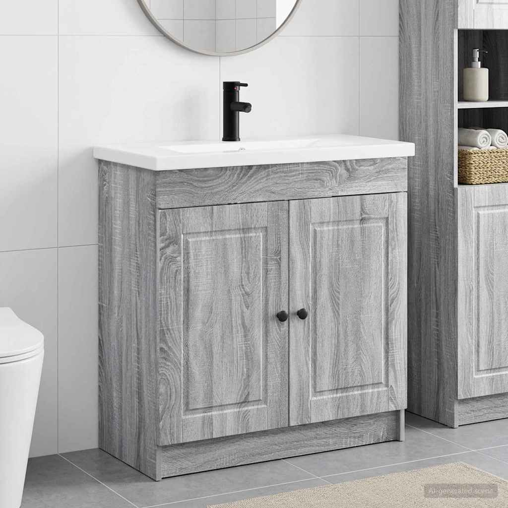 Badezimmermöbel-Set Grau Sonoma 78,5 x 37,5 x 81 cm