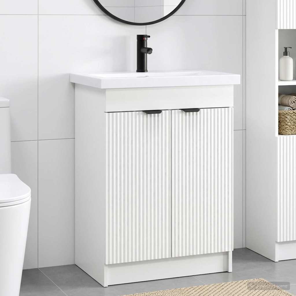 Badezimmermöbel-Set Weiß 56 x 37,5 x 81 cm Holzwerkstoff